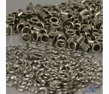 100x Stahl Metall Langschaft-Ösen Ø6,7mm mit langem Schaft in Silber