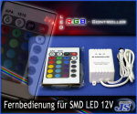 Preview: RGB 24key Infrared Controller mit Fernbedienung