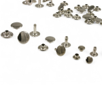 Preview: 100x Doppelhohlnieten aus Messing Silber Ø10,5mm/Ø13mm