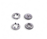 Preview: 100set Jersey Druckknöpfe 7,5mm 4xTeilig mit Ring Kappe Messing Silber