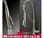 Preview: Niederdruck Spültisch Armatur Küche Einhebel Edelstahl Gebürstet Optik