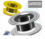 Preview: 100x Stahl Metall Ösen Ø8mm in Gold oder Silber, selbstschneidend