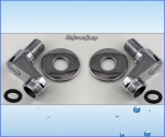 Preview: S-Anschlüsse mit Rosetten 1x Paar 40mm versetzt 1/2x3/4Zoll Messing Verchromt