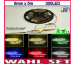Preview: POWER LED Strip 5m x 8mm 72W 300LED SMD-2835 Selbstklebend Weiß oder Warm