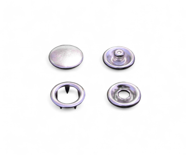 100set Jersey Druckknöpfe 7,5mm 4xTeilig mit Kappe Messing Silber