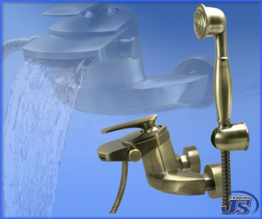 Wasserfall Badewanne Einhebelmischer Messing gebürstet