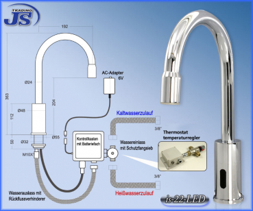 INFRAROT SENSOR Waschtisch Armatur für Bad und Küche