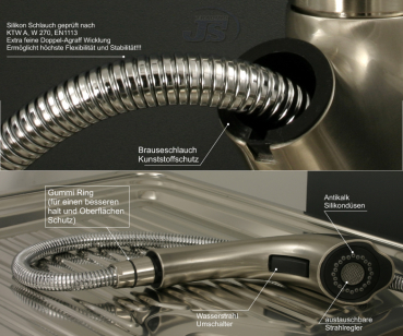 Küchen Armatur Spültisch Einhebelmischer V2A Edelstahl Gebürstet Optik