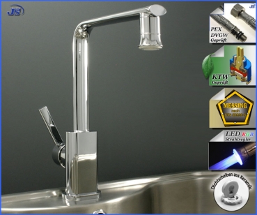 Küchen Spültisch Armatur LED Strahlregler WahlSet  EINHEBEL WASSERHAHN