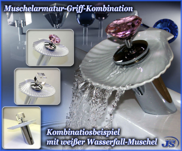 Porzellan-Muschel rot Wasserfall Einhebelmischer Waschbecken Armatur