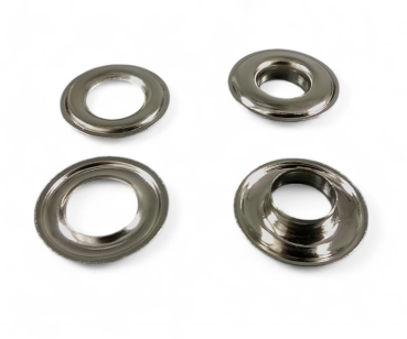 100x Stahl Ösen Ø12x24,5mm für Banner Planen, selbstschneidend in Silber