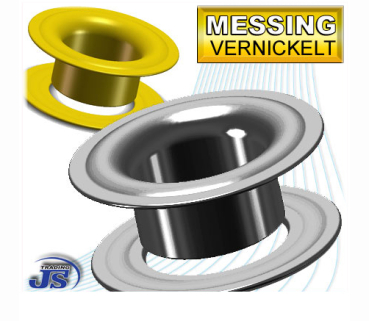 100x Messing Ösen Ø8mm in Gold oder Silber vernickelt, rostfrei