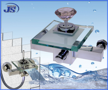 BADARMATUR Wasserfall DUSCH WANNENARMATUR Glaß-Messing