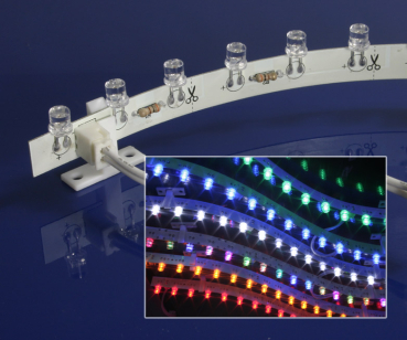 Strip 12V 30,5cm 18 LEDs Leiste in Blau Rot Gelb Grün RGB Weiß Farben