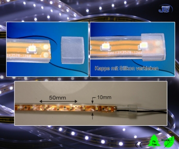 Wasserdichte Silikon SMD-LED Strip 5m x 10mm mit 300 LED Weiß Blau..