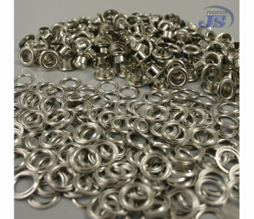 100x Doppel-Hohlniete Messing Silber 10,5/13mm, Schaft: 10/12mm