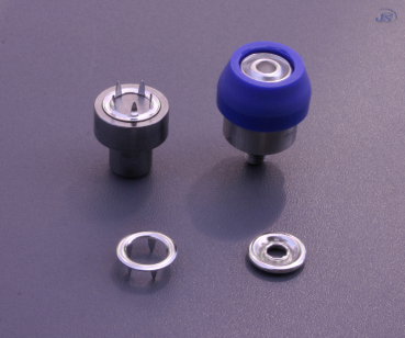 100set Jersey Druckknöpfe 7,5mm 4xTeilig mit Ring Kappe Messing Silber