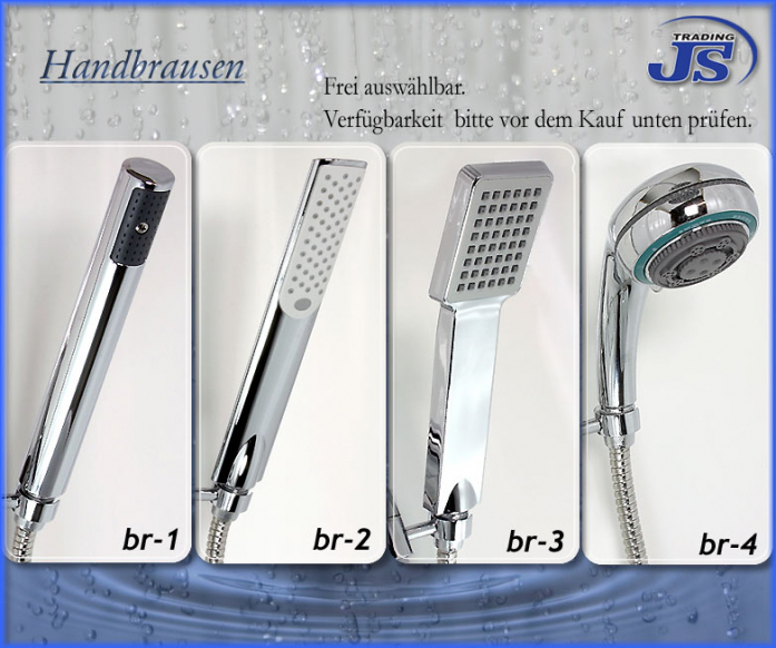 Duschstange, Design-Ablage, Brause und Schlauch 2-Wahl