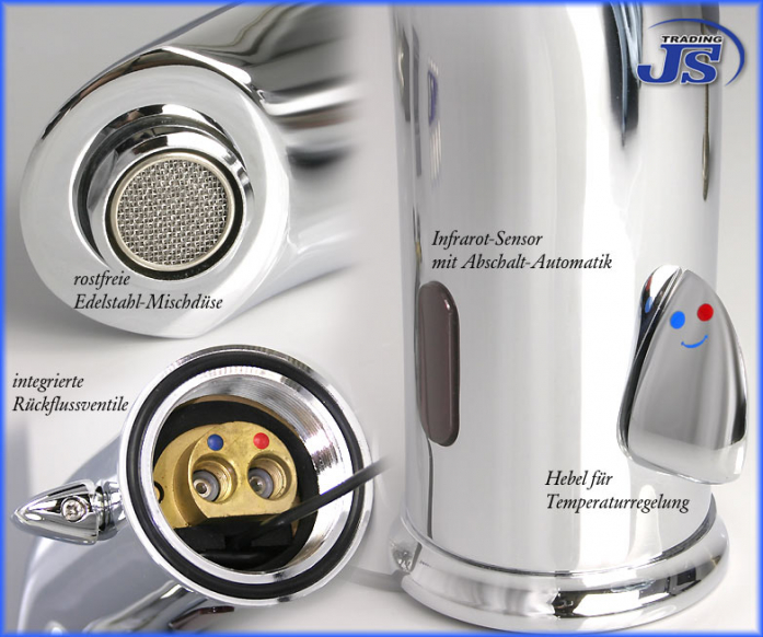 Luxus Infrarot Waschtisch Armatur mit Temperaturegler