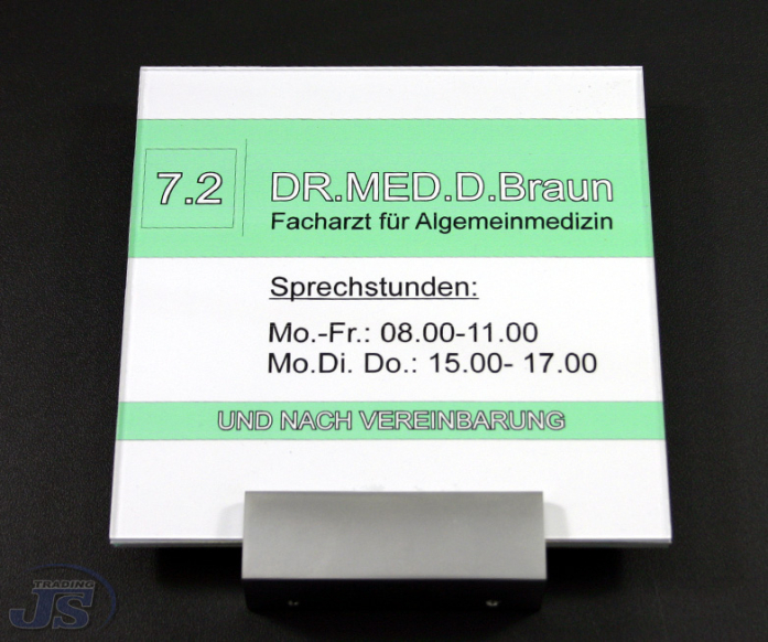 Acryl Türschild Doppelglas Serie Klemo Haustürschilder Papiereinlagen