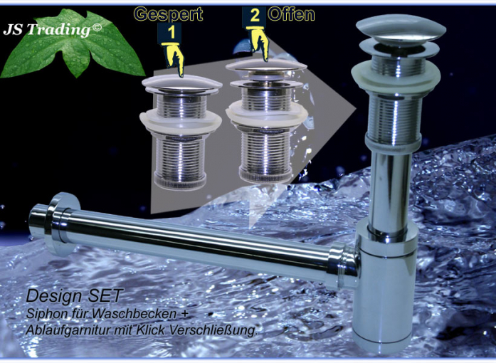 Design Siphon Geruchsverschluss + Pop-Up Ablaufgarnitur