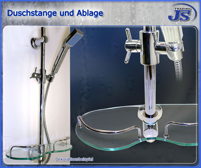Duschstange, Design-Ablage, Brause und Schlauch 2-Wahl
