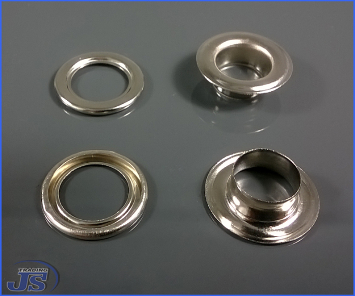 100x Stahl Doppel-Ösen selbstschneidend in Silber 12x21x6.5mm