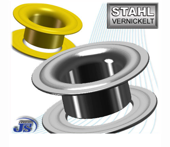 100x Stahl Metall Ösen Ø8mm in Gold oder Silber, selbstschneidend