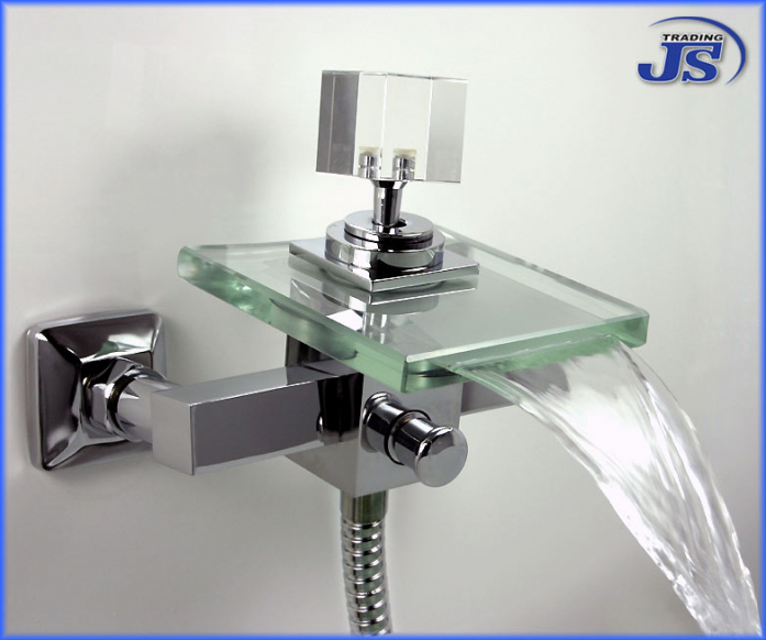 BADARMATUR Wasserfall DUSCH WANNENARMATUR Glaß-Messing