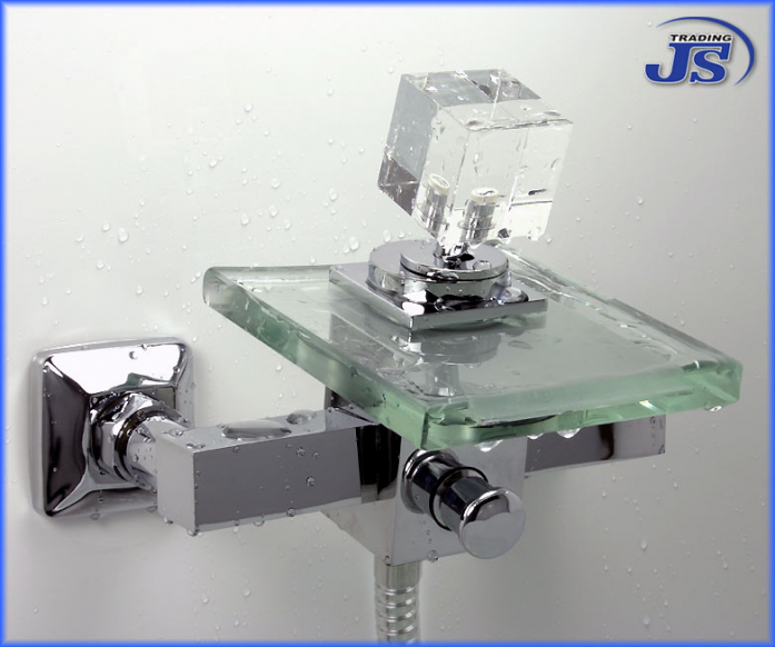 BADARMATUR Wasserfall DUSCH WANNENARMATUR Glaß-Messing