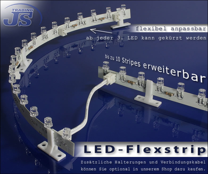 Strip 12V 30,5cm 18 LEDs Leiste in Blau Rot Gelb Grün RGB Weiß Farben