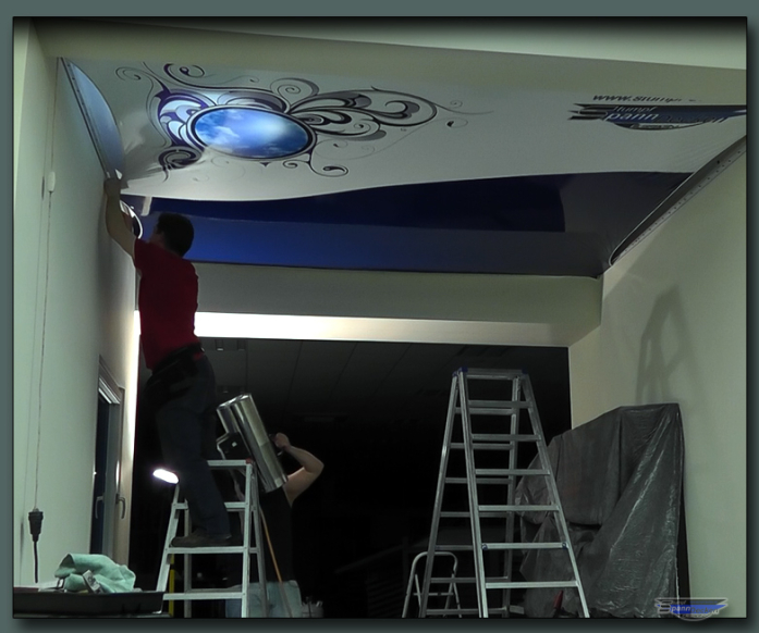 Spanndecken Kombidecke Fotodruck Kunstdecken Foliendecke Farbig Kombi