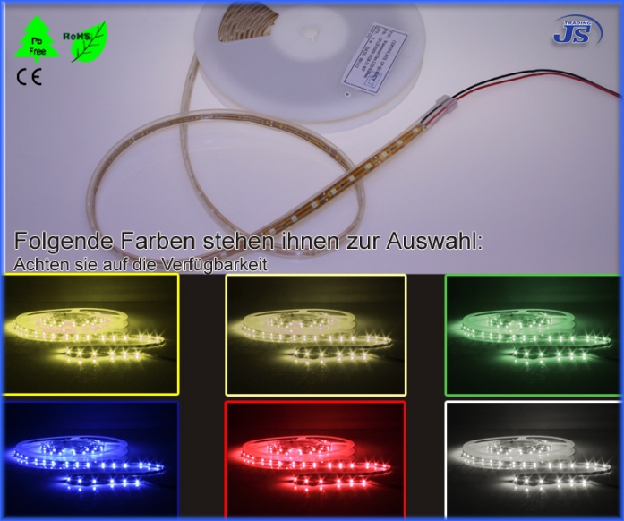 Wasserdichte Silikon SMD-LED Strip 5m x 10mm mit 300 LED Weiß Blau..