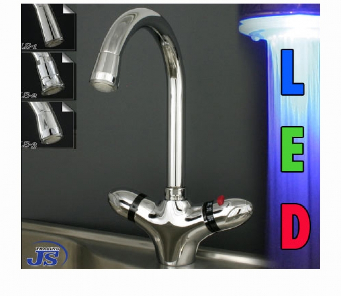 Thermostat Küchen Spültisch Armatur LED Strahlregler Wahl Set
