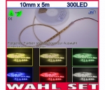 Wasserdichte Silikon SMD-LED Strip 5m x 10mm mit 300 LED Weiß Blau..